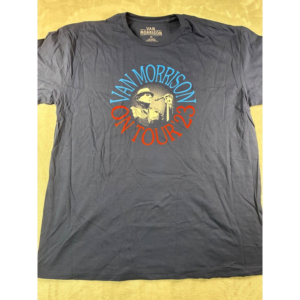 Van Morrison U.S. Tour 2023 Concert T-Shirt Navy Blue XXL 2XL 100% Cotton